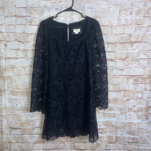 Anthropologie Maeve Black Embroidered Lace Mini Dress Size 2 - Picture 4 of 10